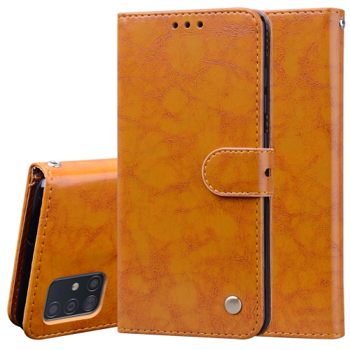 

For Galaxy A51 Business Style Oil Wax Texture Horizontal Flip Leather Case, with Holder & Card Slots & Wallet(Brown)