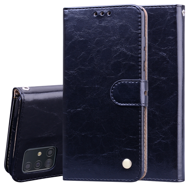 

For Galaxy A71 Business Style Oil Wax Texture Horizontal Flip Leather Case, with Holder & Card Slots & Wallet(Black)