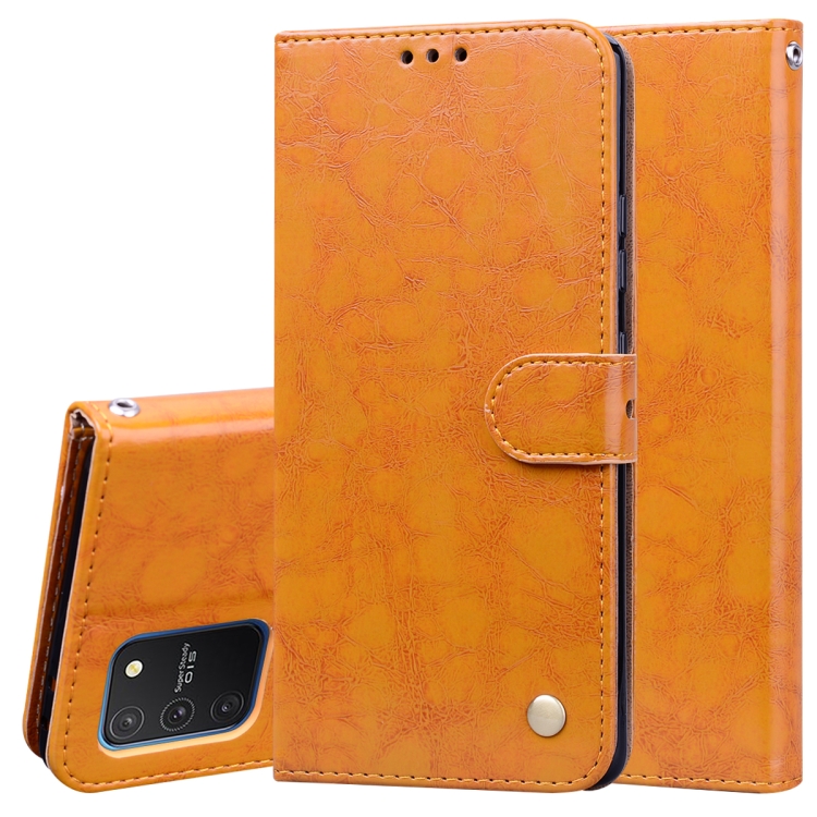 

For Galaxy A91 / S10 Lite Business Style Oil Wax Texture Horizontal Flip Leather Case, with Holder & Card Slots & Wallet(Brown)