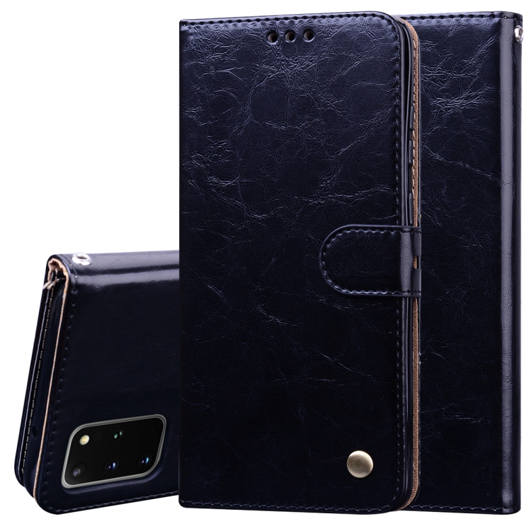 

For Galaxy S20 Plus Business Style Oil Wax Texture Horizontal Flip Leather Case, with Holder & Card Slots & Wallet(Black)