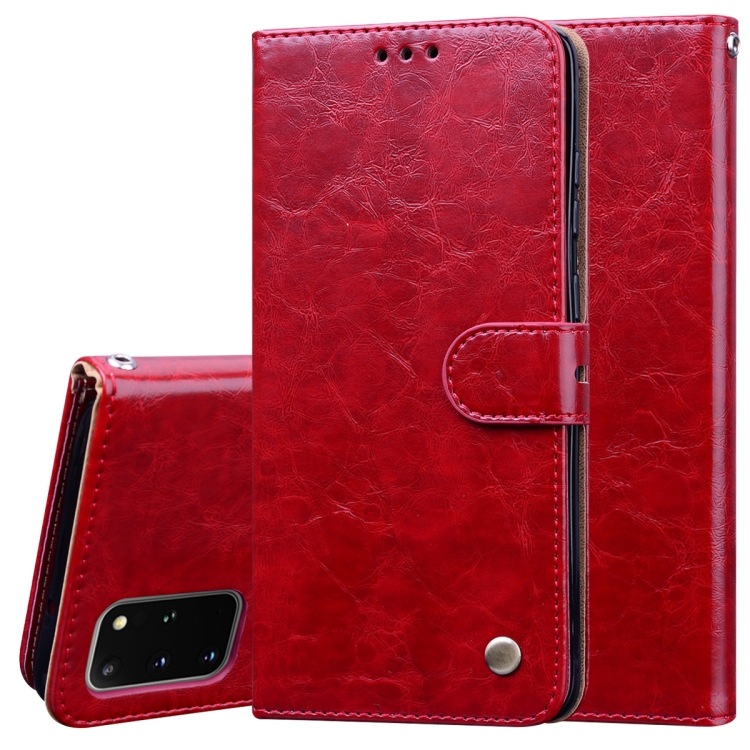

For Galaxy S20 Plus Business Style Oil Wax Texture Horizontal Flip Leather Case, with Holder & Card Slots & Wallet(Red)