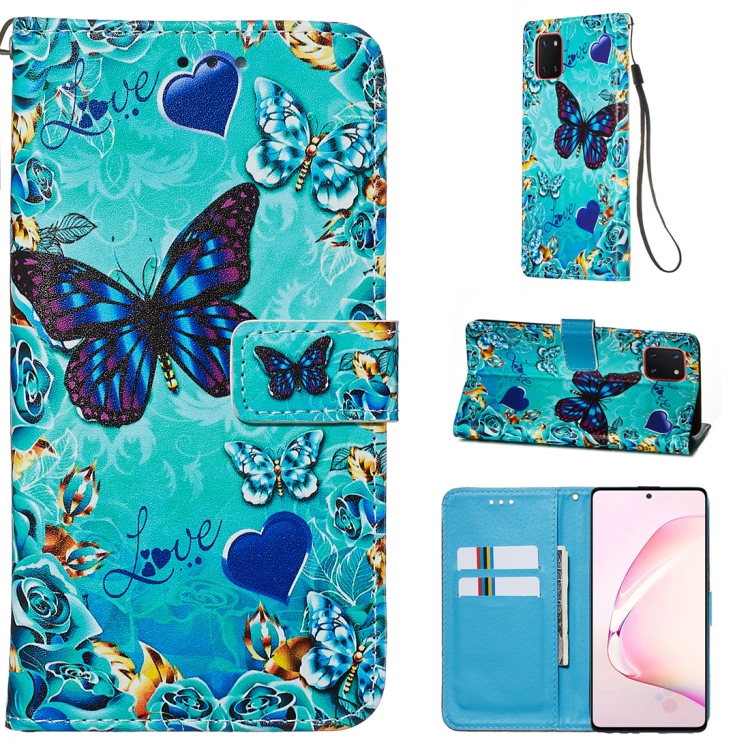 

For Galaxy M60s Colored Drawing Pattern Plain Weave Horizontal Flip Leather Case with Holder & Card Slot & Wallet&Lanyard(Love Butterfly)