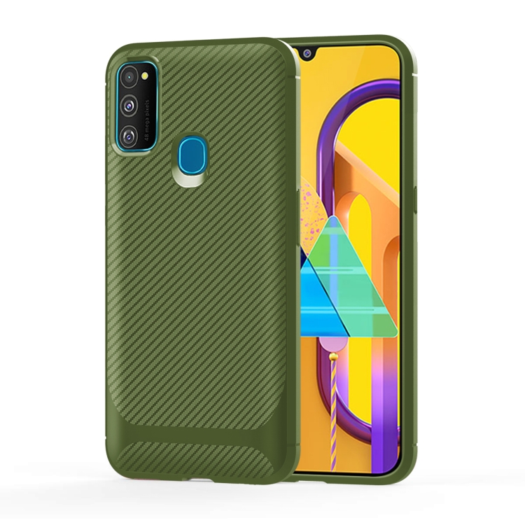 

For Galaxy M21 Carbon Fiber Texture Shockproof TPU Protective Case(Green)