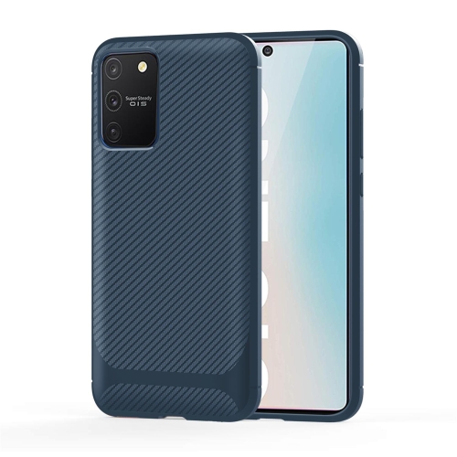 

For Galaxy S10 Lite / M80s / A91 Carbon Fiber Texture Shockproof TPU Protective Case(Blue)
