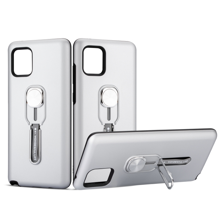

For Galaxy A81 / Note 10 Lite King Thunder God Silicone Mobile Phone Case with Ring Stand(Silver)