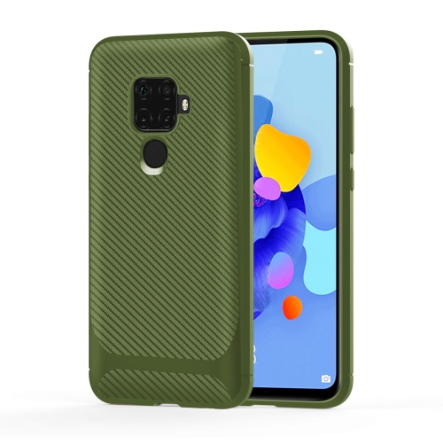 

For Huawei nova 5i Pro / Mate 30 Lite Carbon Fiber Texture Shockproof TPU Protective Case(Green)