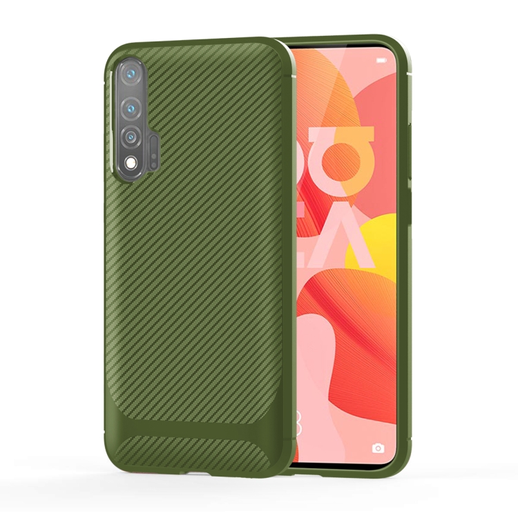 

For Huawei nova 6 Carbon Fiber Texture Shockproof TPU Protective Case(Green)