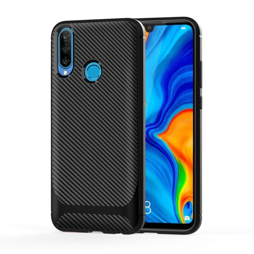 

For Huawei nova 4e Carbon Fiber Texture Shockproof TPU Protective Case(Black)