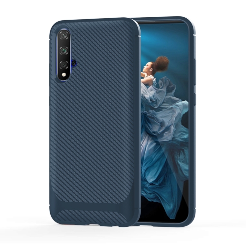 

For Huawei nova 5T / Honor 20s Carbon Fiber Texture Shockproof TPU Protective Case(Blue)