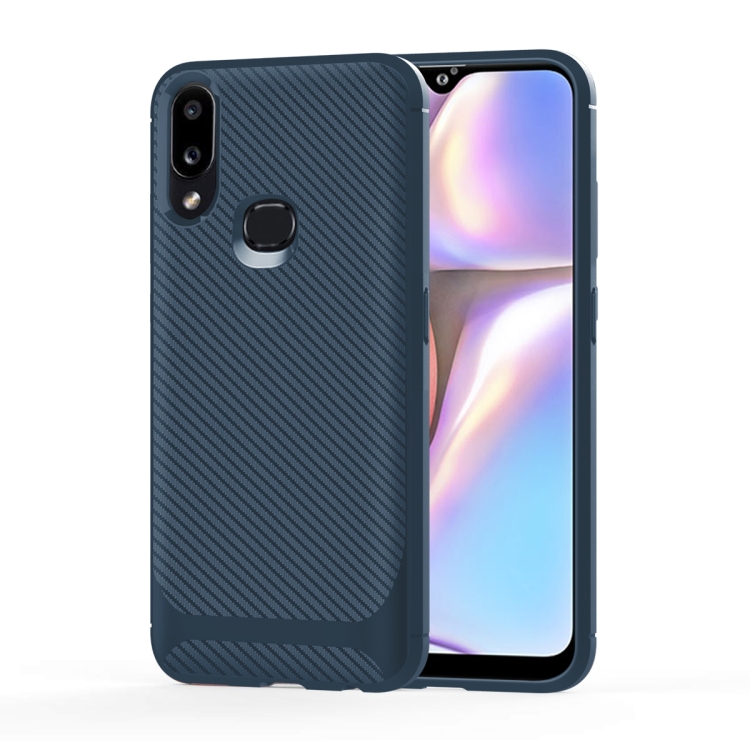 

For Huawei Y6s / Honor 8A Carbon Fiber Texture Shockproof TPU Protective Case(Blue)