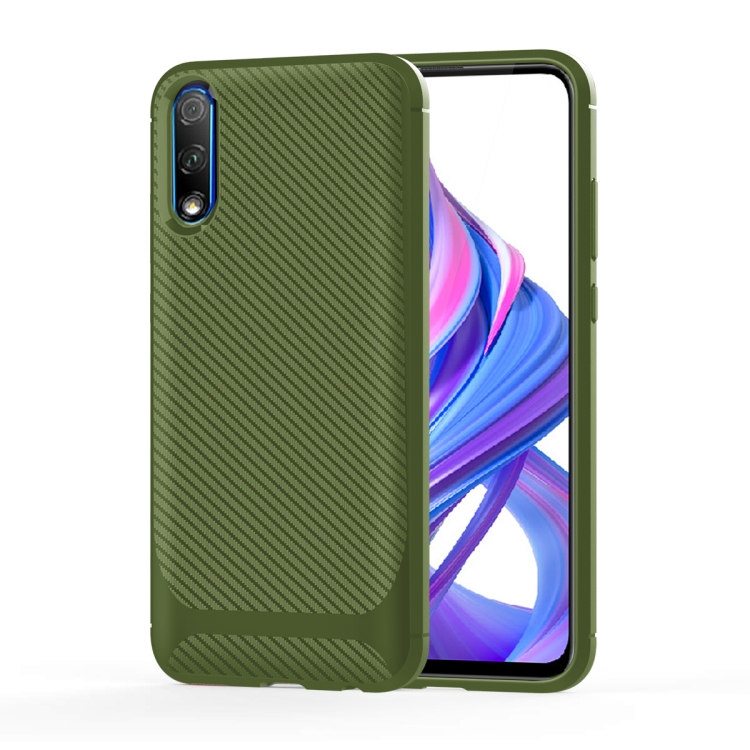 

For Huawei Honor 9X Pro Carbon Fiber Texture Shockproof TPU Protective Case(Green)
