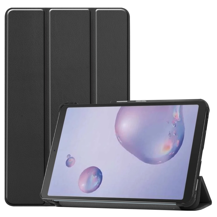 

For Galaxy Tab A 8.4 (2020) Custer Pattern Pure Color Horizontal Flip Leather Case with Three-folding Holder(Black)