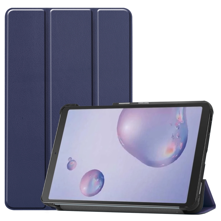 

For Galaxy Tab A 8.4 (2020) Custer Pattern Pure Color Horizontal Flip Leather Case with Three-folding Holder(Blue)