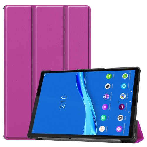 

For Lenovo M10 Plus TB-X606F Custer Pattern Pure Color Horizontal Flip Leather Case with Three-folding Holder & Sleep / Wake-up Function(Purple)