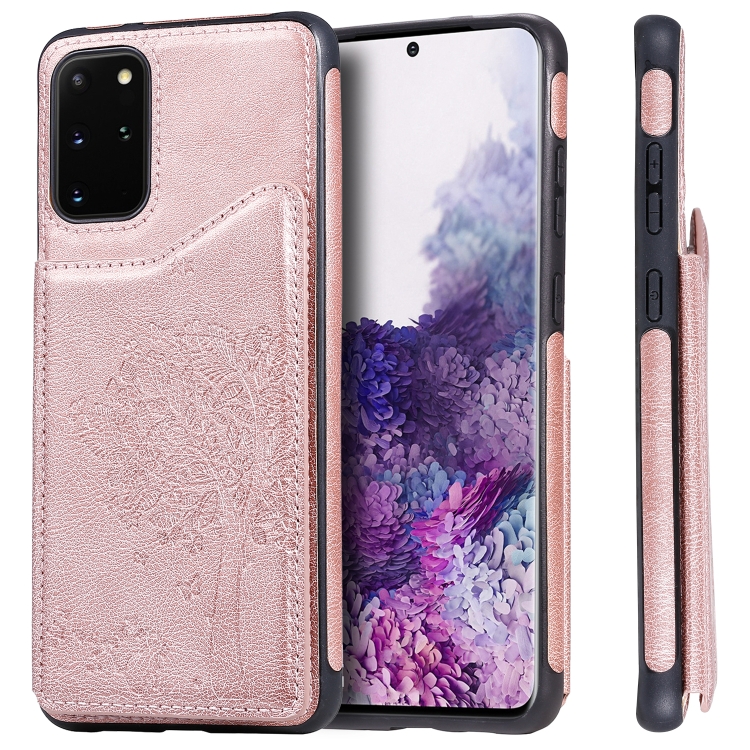

For Galaxy S20 Plus Cat Tree Embossing Pattern Shockproof Protective Case with Card Slots & Photo Frame(Rose Gold)