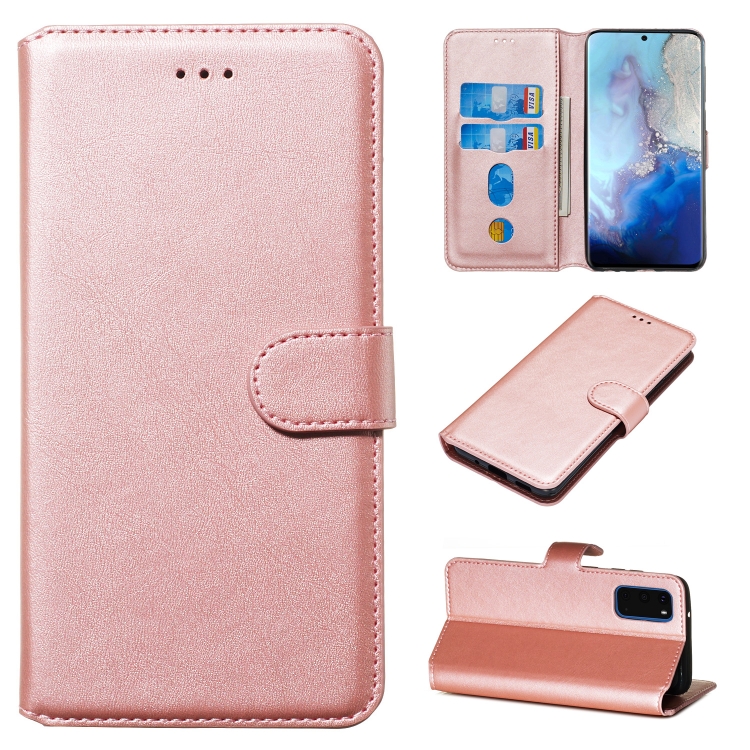 

For Galaxy S20 Classic Calf Texture Magnetic Attraction Horizontal Flip Leather Case with Stand & Card Slots & Wallet Function(Rose Gold)