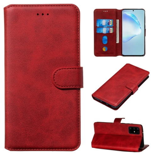 

For Galaxy S20+ Classic Calf Texture Magnetic Attraction Horizontal Flip Leather Case with Stand & Card Slots & Wallet Function(Red)