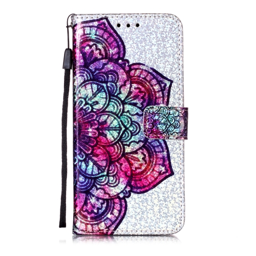 

适用于 华为 P40 Lite Glitter Pattern Leather Case With Left And Right With Bracket & Card slot & Wallet & Lanyard(Datura Flower)