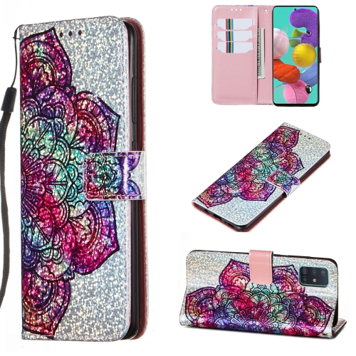 

For Galaxy A51 Glitter Pattern Leather Case With Left And Right With Bracket & Card slot & Wallet & Lanyard(Datura Flower)