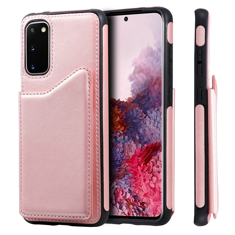 

For Galaxy S20 Calf Texture Horizontal Flip Leather Case with Holder & Card Slots & Frame(Rose Gold)