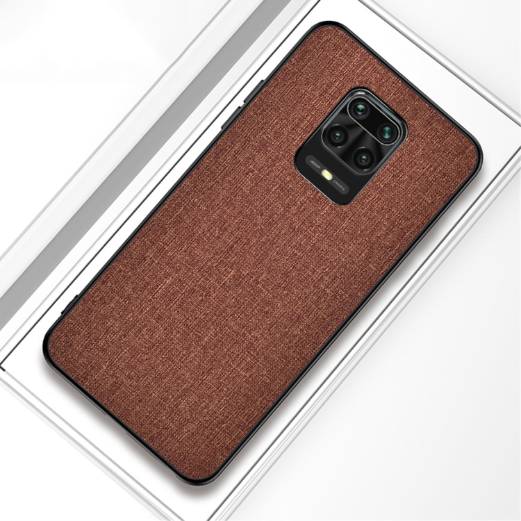 

For Xiaomi Redmi Note 9 Pro Shockproof Cloth Texture PC + TPU Protective Case(Brown)