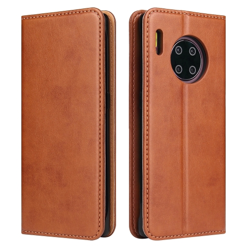 

For Huawei Mate 30 Pro Fierre Shann PU Genuine Leather Texture Horizontal Flip Leather Case with Holder & Card Slots & Wallet(Brown)