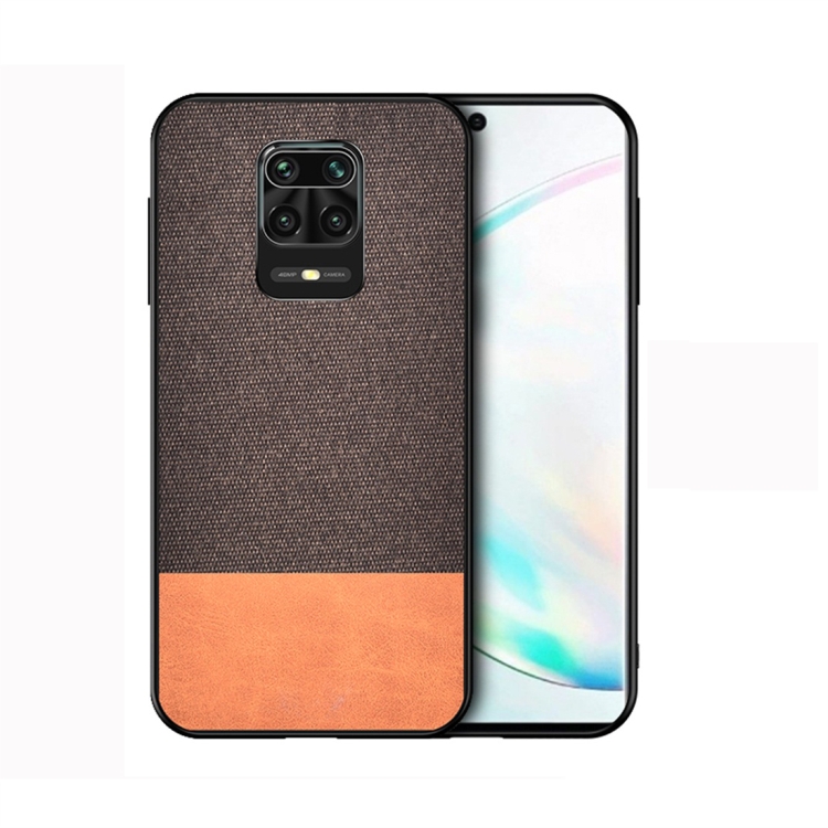 

For Xiaomi Redmi Note 9 Pro Shockproof Splicing PU + Cloth Texture PC + TPU Protective Case(Brown)