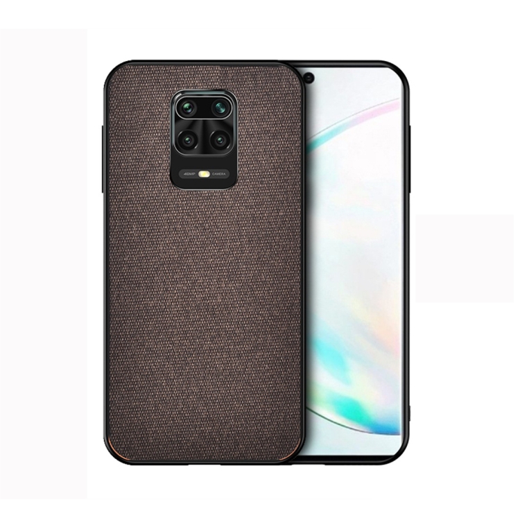 

For Xiaomi Redmi Note 9 Pro Shockproof Cloth Texture PC + TPU Protective Case(Brown)