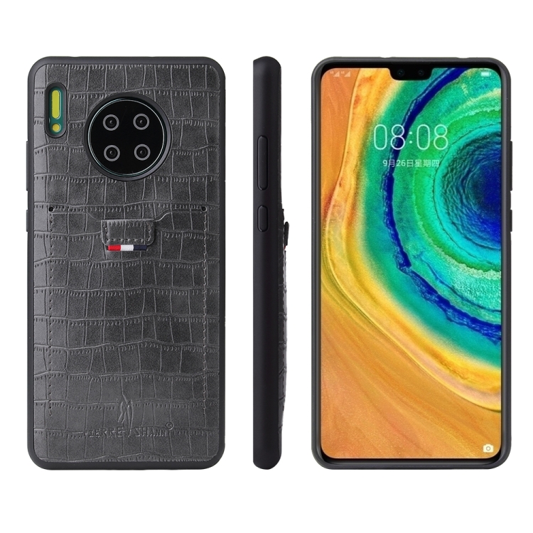 

For Huawei Mate 30 Pro Fierre Shann Crocodile Texture PU Leather Protective Case with Card Slot(Grey)