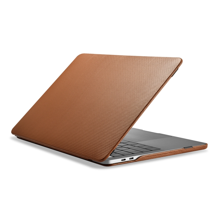 

RMA132 For MacBook Pro 13.3 inch (2016-2019) Universal Cross Texture Ultra-thin Anti-fall Laptop Protective Leather Case(Brown)