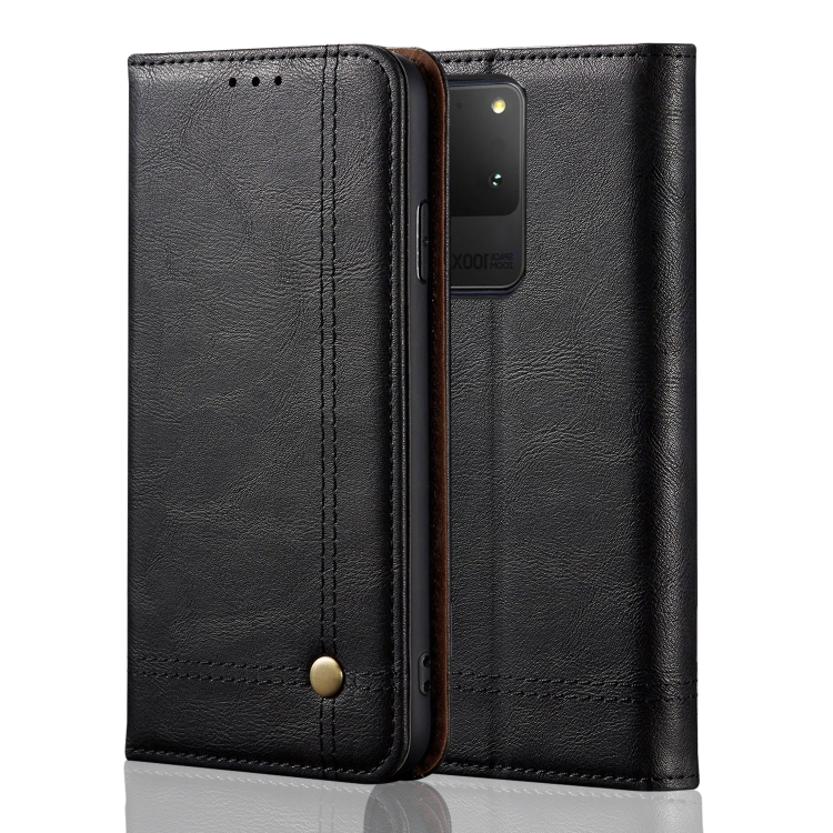 

For Galaxy S20 Ultra Retro Crazy Horse Texture Horizontal Flip Leather Case , with Card Slots & Holder & Wallet(Black)