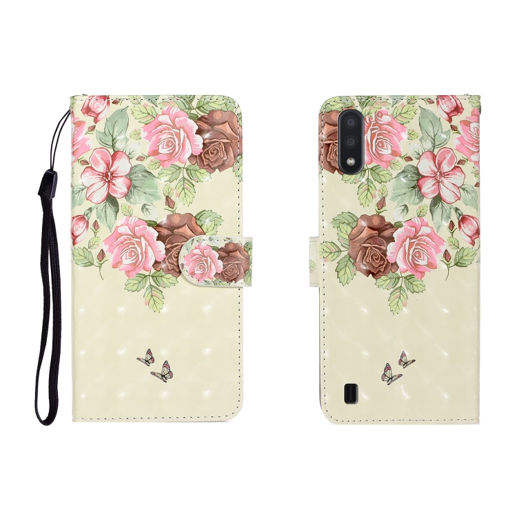 

For Galaxy A01 3D Colored Drawing Horizontal Flip Leather Case with Holder & Card Slot & Wallet(Big Flower Butterfly)