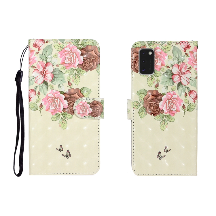 

For Galaxy A41 3D Colored Drawing Horizontal Flip Leather Case with Holder & Card Slot & Wallet(Big Flower Butterfly)