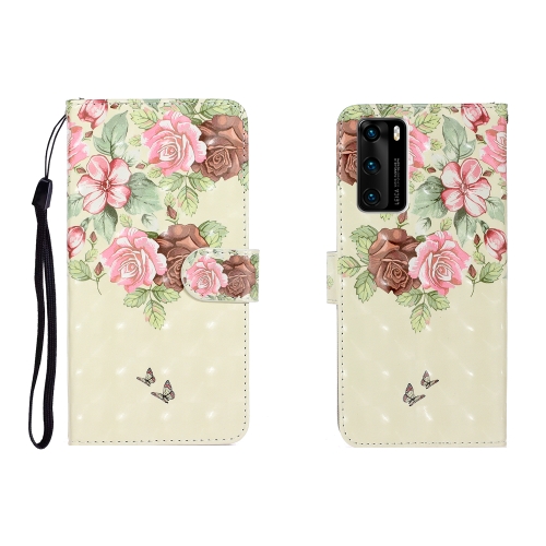 

For Huawei P40 Pro 3D Colored Drawing Horizontal Flip Leather Case with Holder & Card Slot & Wallet(Big Flower Butterfly)