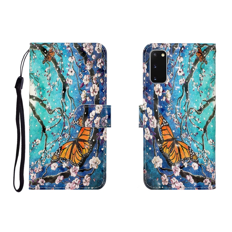 

For Galaxy S20 3D Colored Drawing Horizontal Flip Leather Case with Holder & Card Slot & Wallet(Purple Butterfly)