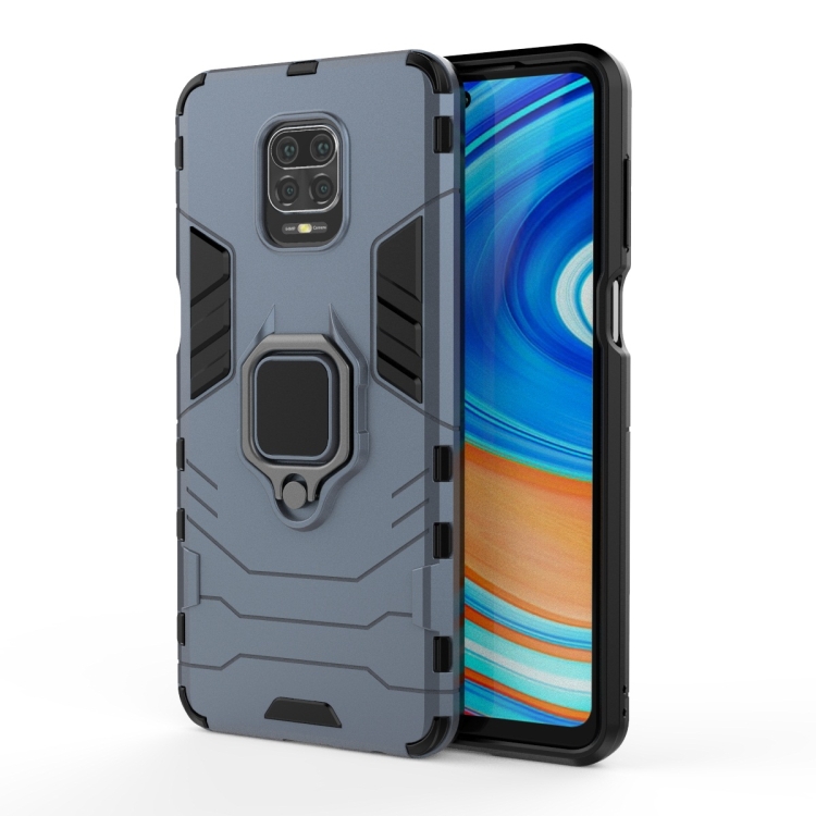 

For Xiaomi Redmi Note 9 Pro Max Shockproof PC + TPU Protective Case with Magnetic Ring Holder(Navy Blue)