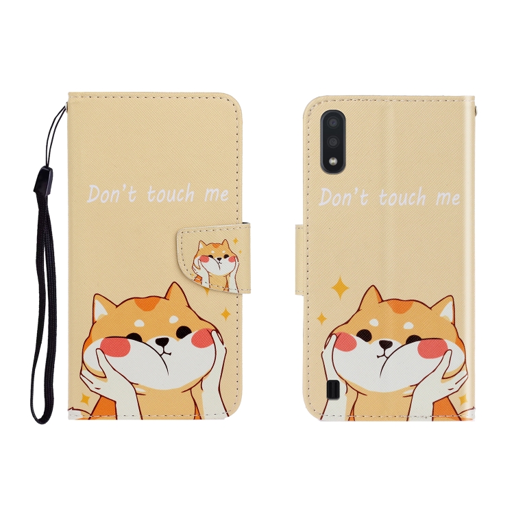 

For Galaxy A01 Colored Drawing Horizontal Flip Leather Case with Holder & Card Slot & Wallet(Shiba Inu)