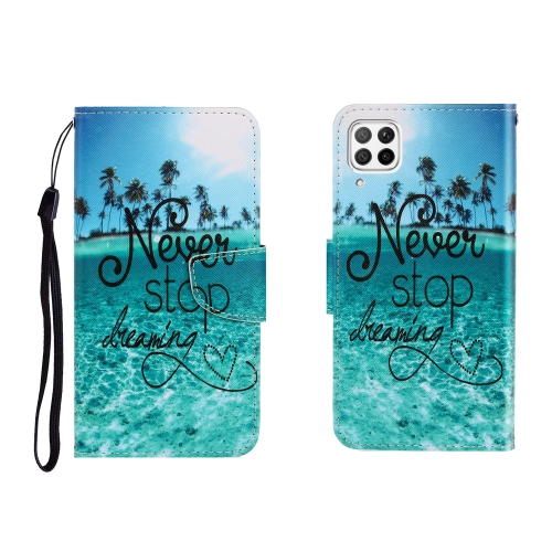 

For Huawei P40 Lite Colored Drawing Horizontal Flip Leather Case with Holder & Card Slot & Wallet(Blue Coconut Grove)