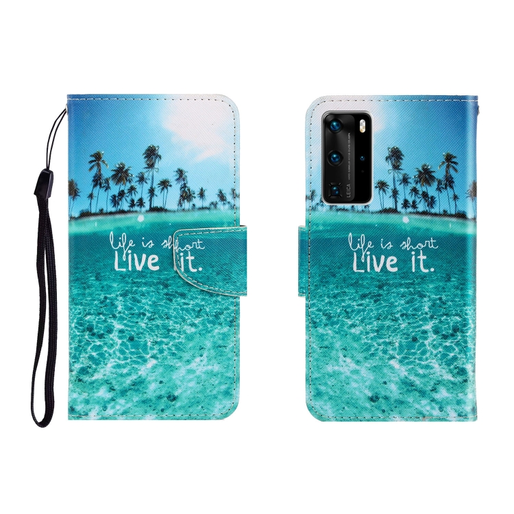 

For Huawei P40 Pro Colored Drawing Horizontal Flip Leather Case with Holder & Card Slot & Wallet(Coconut Tree)