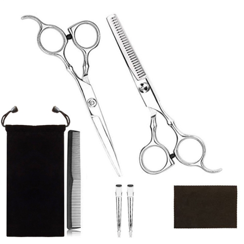 

7 PCS Professional Hair Cutting Thinning Scissor Hairdressing Flat Shear Scissors Kit(Gold Silver)