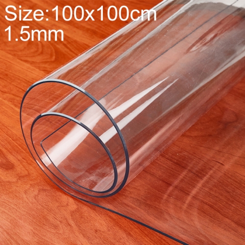 

100x100cm Waterproof Oilproof Transparent PVC Disposable Tablecloth Coffee Table Mat(Unshrinking 1.5mm Transparent)