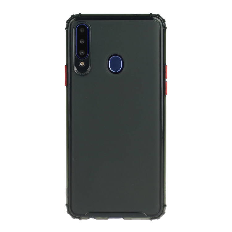 

For Galaxy A20s Shockproof TPU Transparent Protective Case(Dark Green)