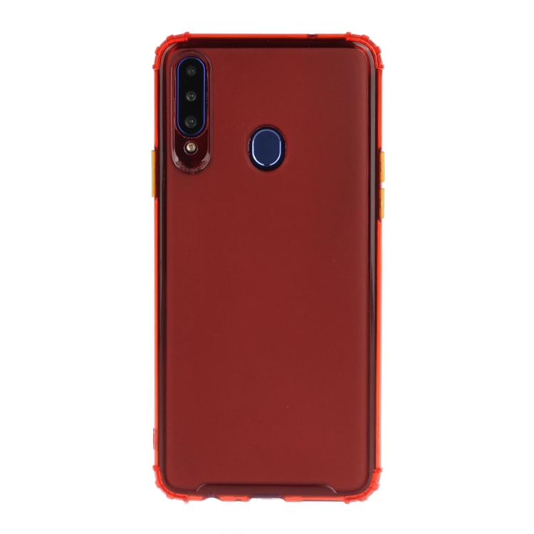 

For Galaxy A20s Shockproof TPU Transparent Protective Case(Red)