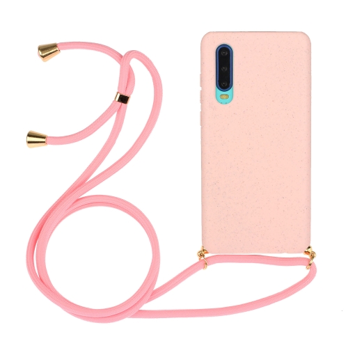 

For Huawei P30 Wheat Straw Material + TPU Protective Case with Lanyard(Pink)