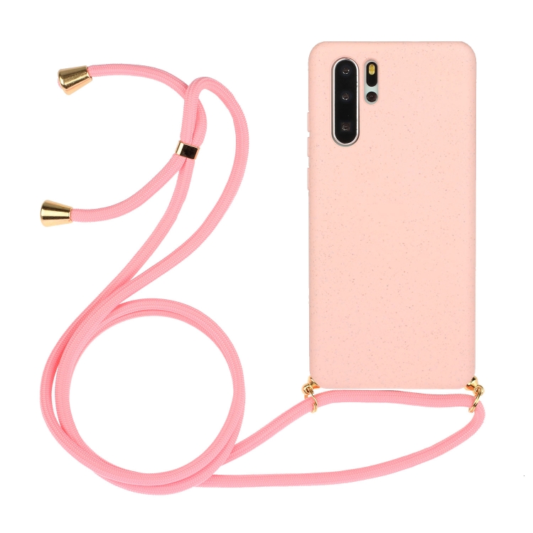 

For Huawei P30 Pro Wheat Straw Material + TPU Protective Case with Lanyard(Pink)