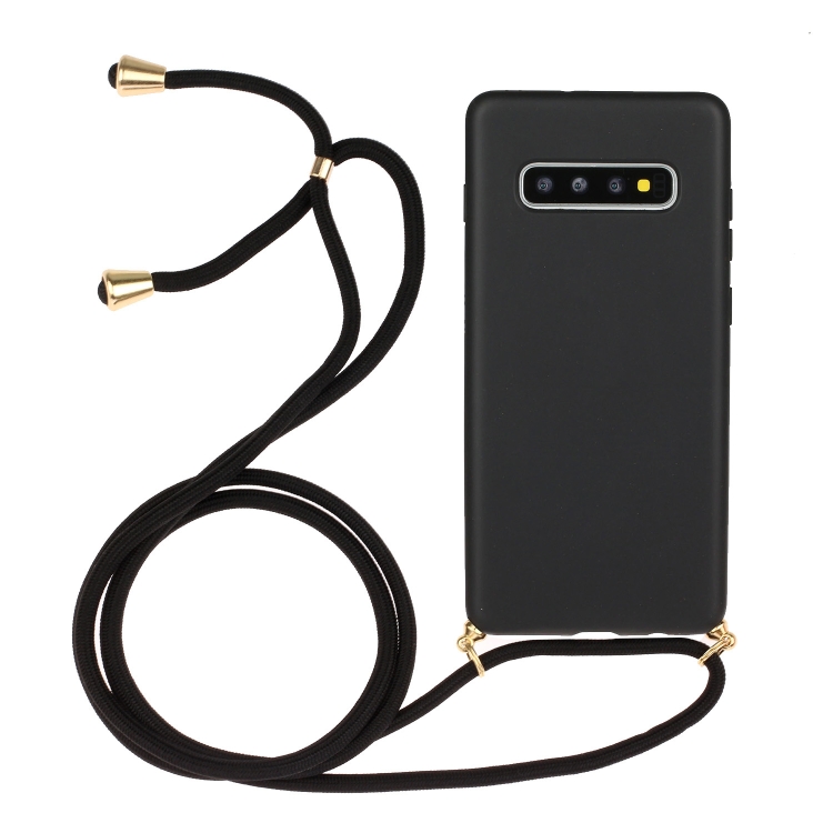 

For Galaxy S10 Wheat Straw Material + TPU Protective Case with Lanyard(Black)