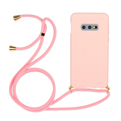 

For Galaxy S10e Wheat Straw Material + TPU Protective Case with Lanyard(Pink)