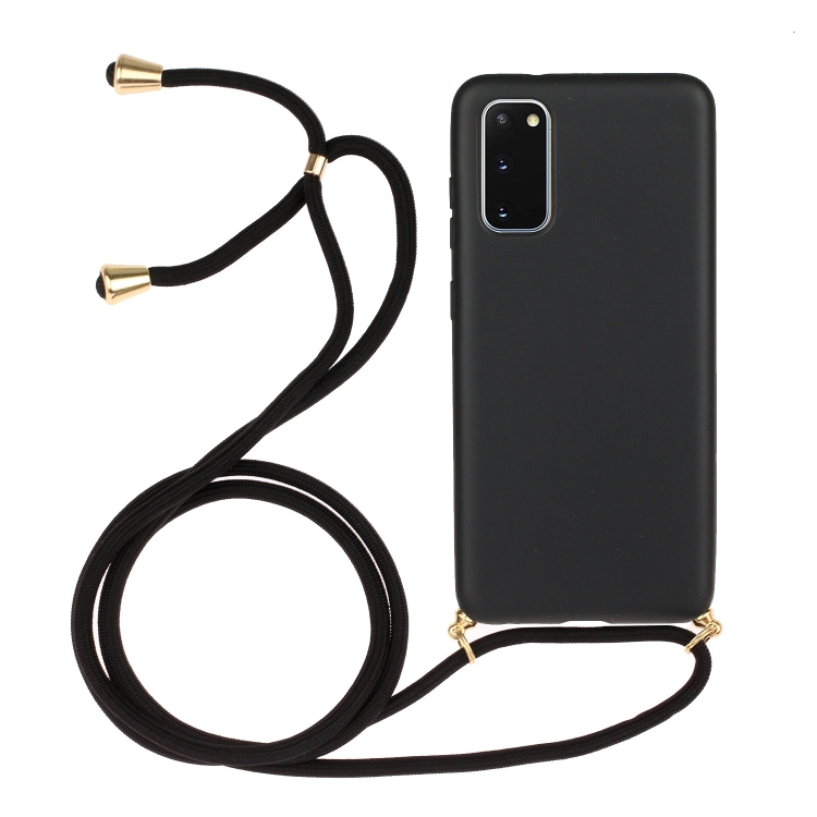 

For Galaxy S20 Wheat Straw Material + TPU Protective Case with Lanyard(Black)