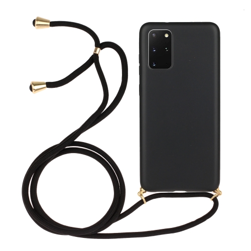 

For Galaxy S20 Plus Wheat Straw Material + TPU Protective Case with Lanyard(Black)