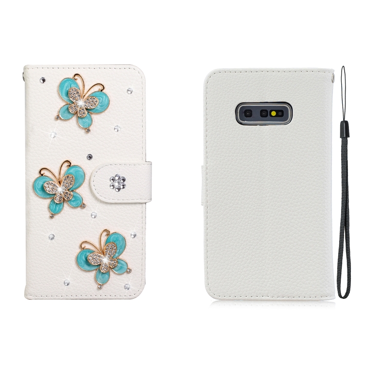 

For Galaxy S10 Lite Horizontal Flip Solid Color Rhinestones Leather Case with Card Slot & Wallet & Holder(Three Butterflies)